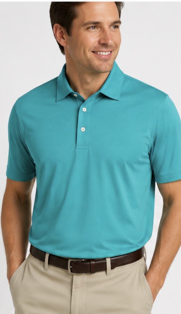 Jos A Bank Traveler Polo Shirt Men L Teal Tailored Fit Stretch Performance